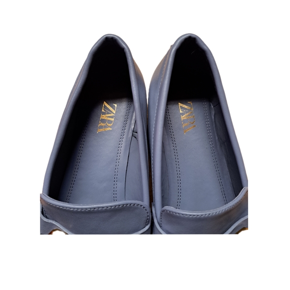 Zara Women Faux Leather Blue Loafers. Size EU37-US 6.5-7 🔥🔥Great Condition - Picture 2 of 6